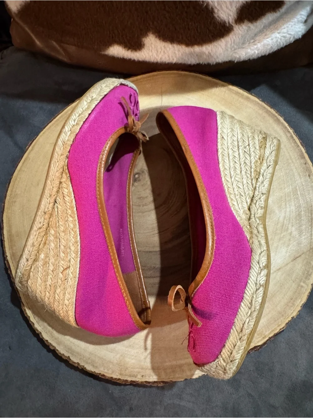 Coach Pink Espadrille with Tan Leather Trim